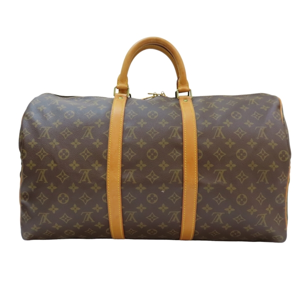 LOUIS VUITTON LV 路易威登 棕色 原花帆布 大型 Keepall 50 手提包 金扣 M41426 【二手名牌BRAND OFF】 product thumbnail 2