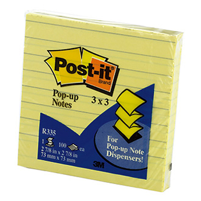 3M 思高牌 Post-it 利貼 R335 可再貼抽取式便條紙 黃 橫格 75x75mm