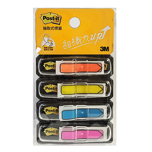 3M 思高牌 Post-it 利貼 684-4 可再貼抽取式箭頭標籤 螢光4色 12×44mm