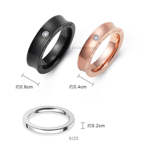 情侶對戒 ATeenPOP 珠寶白鋼戒指 混搭雙環 愛的夢想 單個價格 情人節禮物 product thumbnail 2