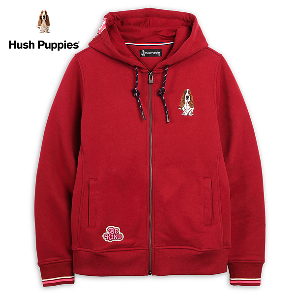 Hush Puppies 外套 女裝撞色品牌織帶刺繡狗連帽外套