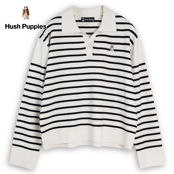 Hush Puppies 線衫 女裝開襟領條紋拼接長袖線衫 product thumbnail 2