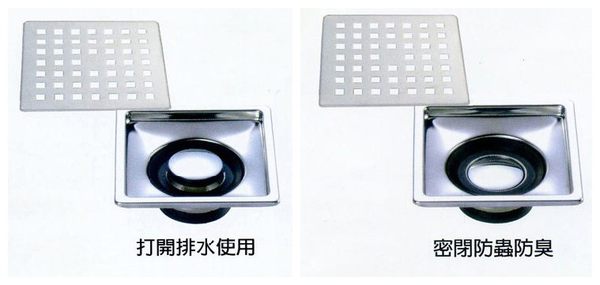 【麗室衛浴】廚房地板不鏽鋼壓扣式落水頭 M-038D 防蟲.防臭.防髮絲雜物 快速排水 10x10cm product thumbnail 3