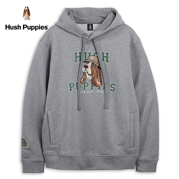 Hush Puppies 帽T 男裝精緻刺繡漁夫帽狗寬版帽T