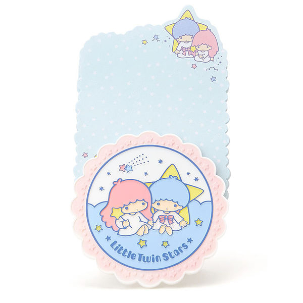【震撼精品百貨】Little Twin Stars KiKi&LaLa 雙子星小天使~雙星仙子便條紙與造型夾座組(圓形徽章)
