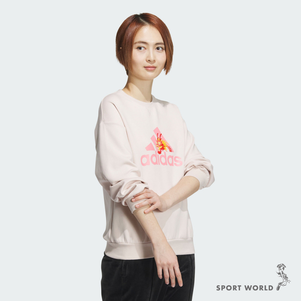 Adidas 女裝 長袖上衣 CNY 新年 龍年 粉【運動世界】JE6095 product thumbnail 3