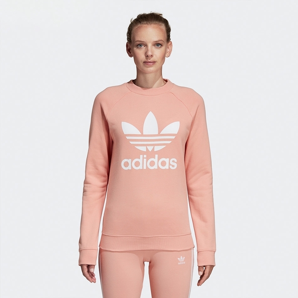 ★現貨在庫★ Adidas TREFOIL CREWNECK 女裝 上衣 長袖 大學T 休閒 純棉 粉【運動世界】DV2627 product thumbnail 3