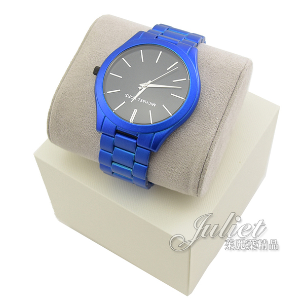 茱麗葉精品【全新現貨】MICHAEL KORS MK8760 Slim Runway 不鏽鋼大框腕錶.藍
