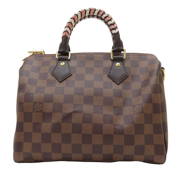 【二手名牌BRAND OFF】LOUIS VUITTON LV 路易威登 棕色 PVC塗層帆布 棋盤格 Speedy 25 Bandouliere 两用包 N40450