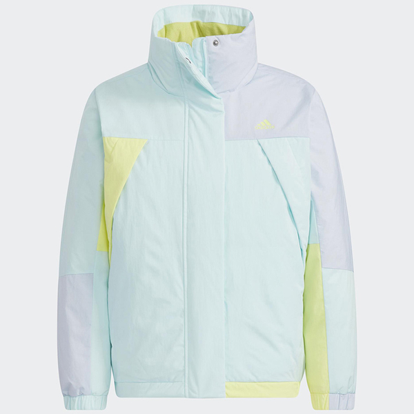 Adidas W CB DOWN JKT 女裝 羽絨外套 連帽 防潑水 口袋 拼色 藍紫黃【運動世界】H23069