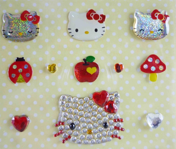 【震撼精品百貨】Hello Kitty 凱蒂貓~KITTY立體鑽貼紙-紅蘋果 product thumbnail 5