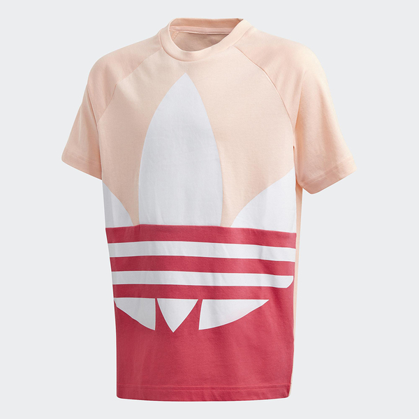 ADIDAS TREFOIL T-SHIRT 童裝 大童 短袖 休閒 三葉草 大LOGO 棉質 粉 白【運動世界】GD2685