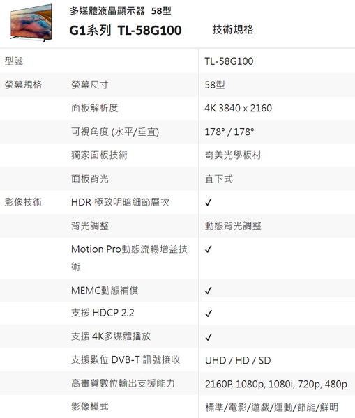 CHIMEI奇美58吋4K聯網液晶顯示器/電視/無視訊盒 TL-58G100~含桌上型拆箱定位+舊機回收 product thumbnail 6