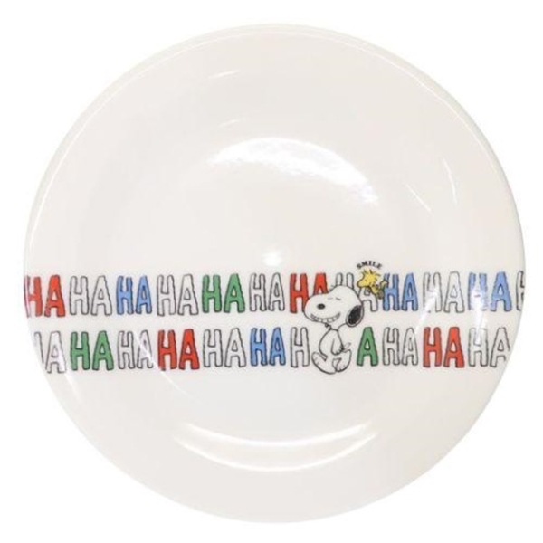 小禮堂 Snoopy 陶瓷圓盤 20cm (白彩色HAHAHA款) 4964412-605429