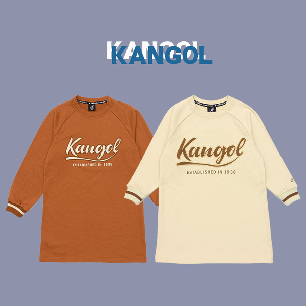 KANGOL 女童 洋裝 米白 卡其 貼布 童裝(布魯克林) 6254158001 6254158032