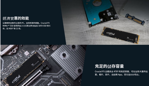 美光 Micron Crucial P3 2TB 2000G NVMe M.2 PCIe 2280 SSD 固態硬碟 product thumbnail 4