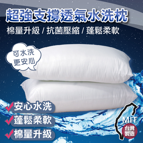 枕頭 高支撐彈力枕頭1入【可水洗 四孔纖維內棉】用料實在 MIT台灣製造 寢居樂
