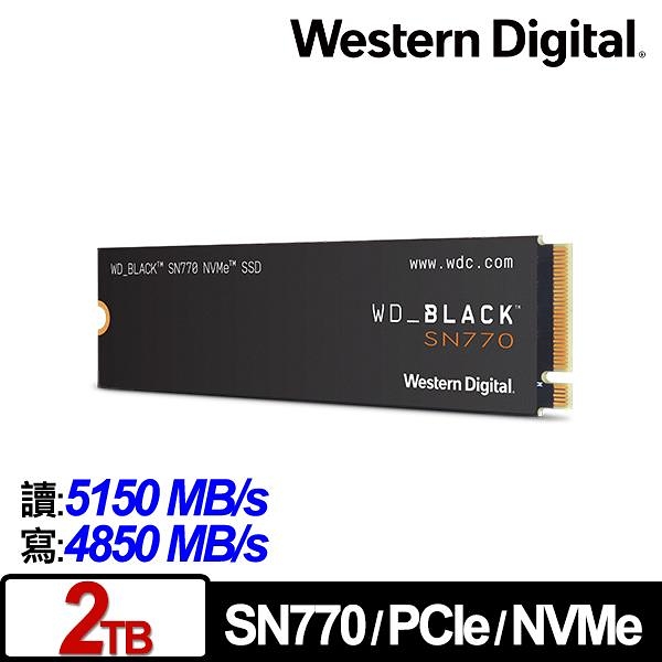 WD 黑標 SN770 2TB NVMe M.2 PCIe SSD WDS200T3X0E
