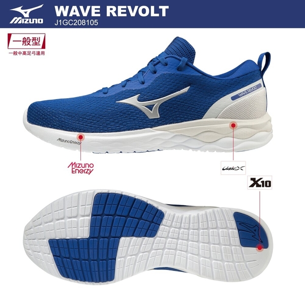 MIZUNO WAVE REVOLT 男鞋 慢跑 路跑 ENERZY中底 回彈 耐磨 藍【運動世界】J1GC208105 product thumbnail 2