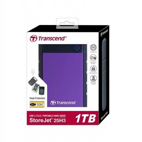 創見 StoreJet 1TB 25H3 USB3.0 2.5吋行動硬碟(TS1TSJ25H3P)-紫色 product thumbnail 4
