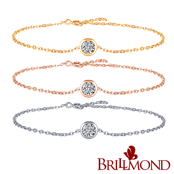 【BRILLMOND JEWELRY】鑽石手鍊18K金經典閃耀(18K金三色選)