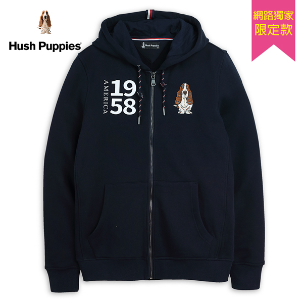 Hush Puppies 外套 男裝經典立體鋼膜刺繡狗鋪棉連帽外套