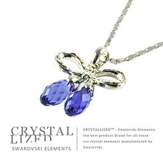 新光飾品-紫藍色魅影蝴蝶結水晶項鏈