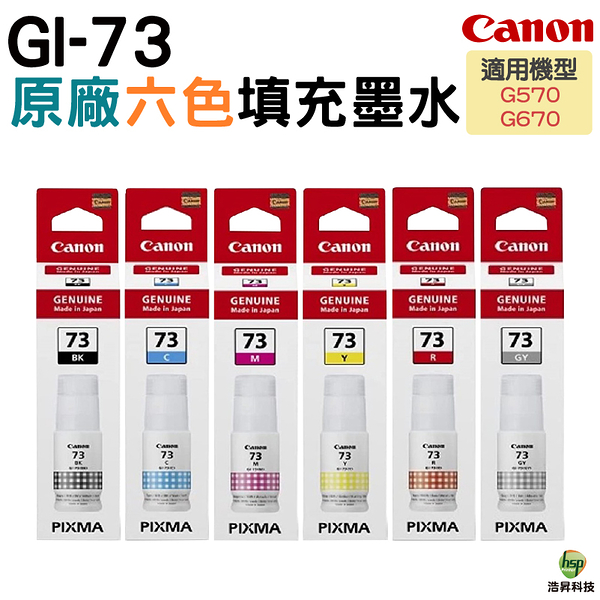 CANON GI-73 GI73 原廠填充墨水 六色1組 適用 G570 G670