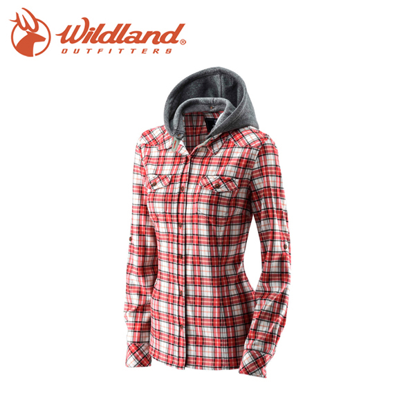 【Wildland 荒野 女 格子布保暖襯衫 橘色】22203/保暖襯衫/長袖襯衫/格紋襯衫