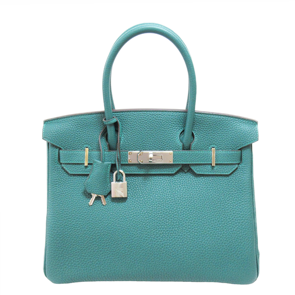 HERMES 愛馬仕 綠色 Togo皮革 Birkin 30 柏金包 手提包 銀扣 D刻 【二手名牌BRAND OFF】