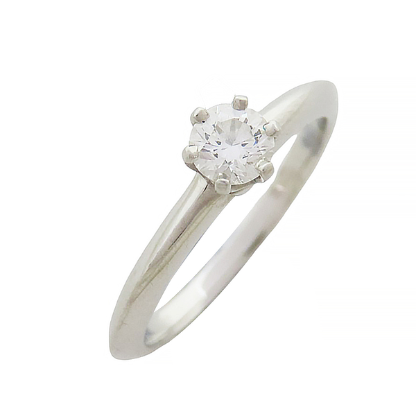 【二手名牌brand off】tiffany & co 蒂芬妮 tiffany setting 0.30ct 鑽石 pt950 鉑金戒指