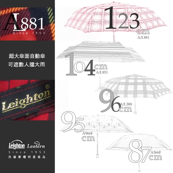 雨傘 萊登傘 超大傘面 可遮三人 抗UV 不回彈 無段自動傘 銀膠 Leighton 藍白橫條 product thumbnail 7