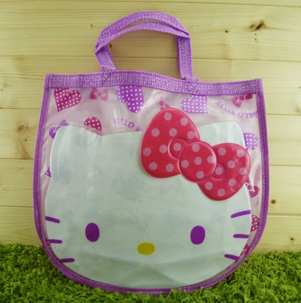 【震撼精品百貨】Hello Kitty 凱蒂貓~透明防水手提袋~紫花【共1款】