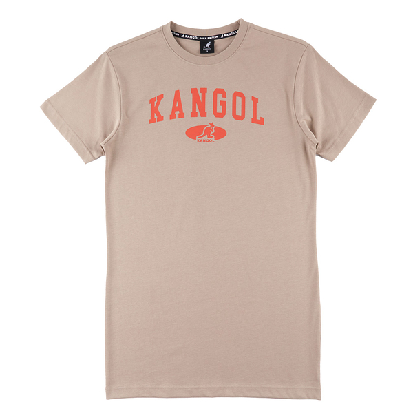 KANGOL 洋裝 卡其 橘LOGO 長版 連身裙 短袖 長T 女 6322158232