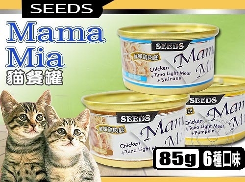 【培菓幸福寵物專營店】Seeds》Mama-Mia 純白肉貓餐罐‧85g*1罐(購買58罐以上請選宅配)