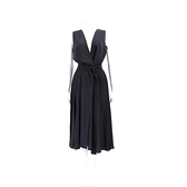 Max Mara-SPORTMAX V領雪紡D環腰帶黑色一片裙洋裝 2030161-01