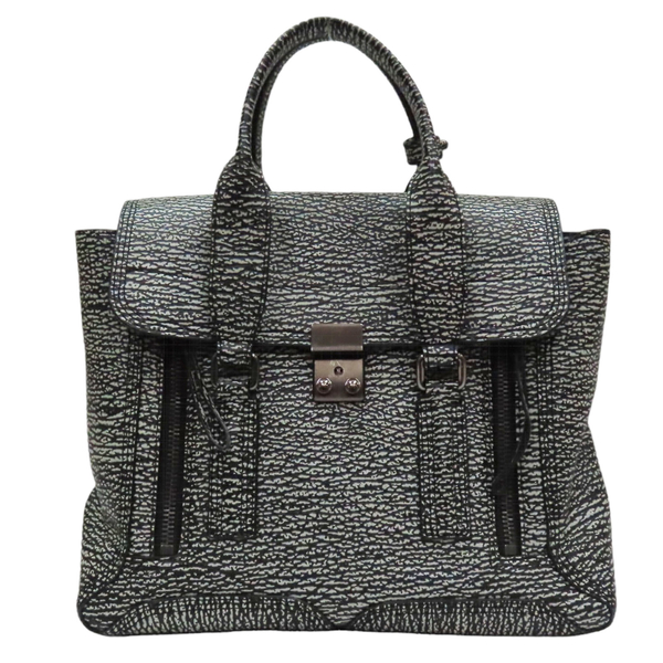 【二手名牌BRAND OFF】3.1 Phillip Lim 黑白色 牛皮 條紋 Pashli 兩用包