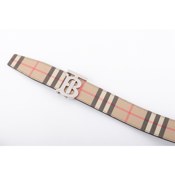 【BURBERRY】TB Logo 經典格紋雙面可用皮帶(經典米色/黑色) 100/105cm 寬3.5cm 8021957 A7026