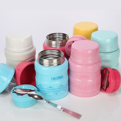 【THERMOS 膳魔師】不鏽鋼真空保溫食物燜燒罐 470ml歐蕾系列 SK3000MR(附304湯匙)