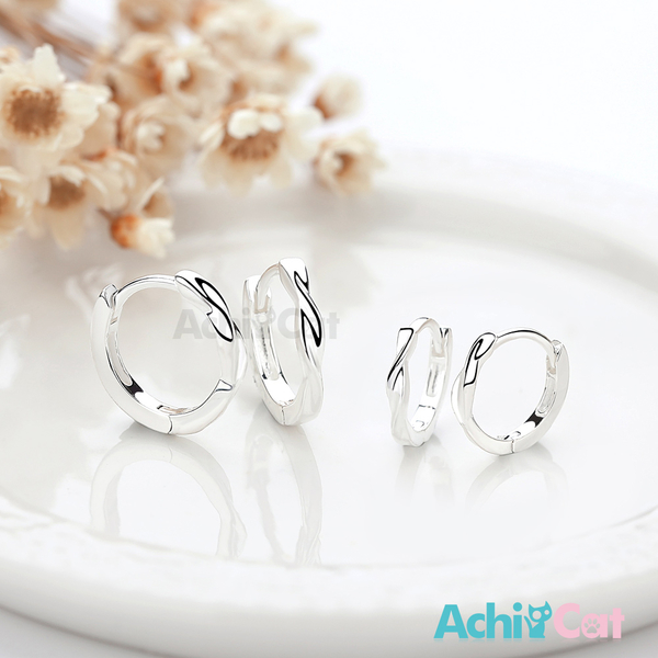 AchiCat耳圈式易扣925純銀耳環女款 無可取代抗過敏銀耳飾 (小墜款單副) GS7103