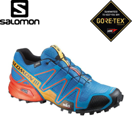 【SALOMON 索羅門 男款Speedcross 3 GORE-TEX 野跑鞋〈藍/蕃茄紅〉】370967/防水/休閒鞋/登山鞋
