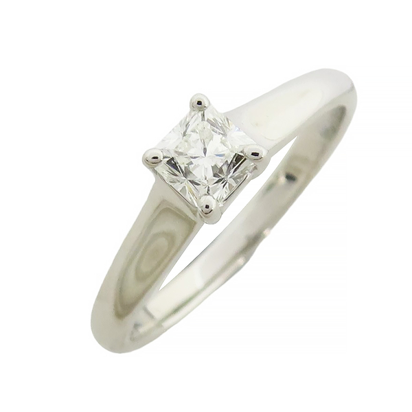 【二手名牌BRAND OFF】Tiffany & Co. 蒂芙尼 Pt950鉑金 0.31ct 鑽石 公主切割 方形 戒指