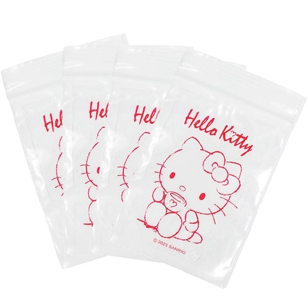 小禮堂 Hello Kitty 透明夾鏈袋 25入 7x10cm (白紅喝茶款) 4712977-469549