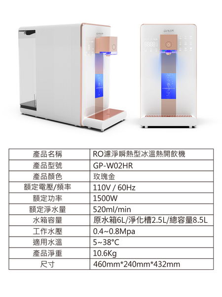 加贈一年份濾心PAC+CF+RO【G-PLUS 拓勤】GP純喝水-RO瞬熱開飲機 尊爵版 GP-W02HR product thumbnail 9