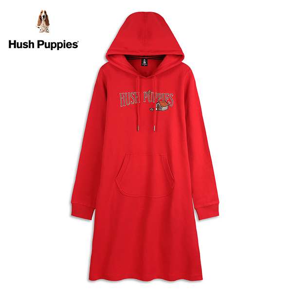 Hush Puppies 洋裝 女裝趴趴狗刺繡印花連帽長袖洋裝