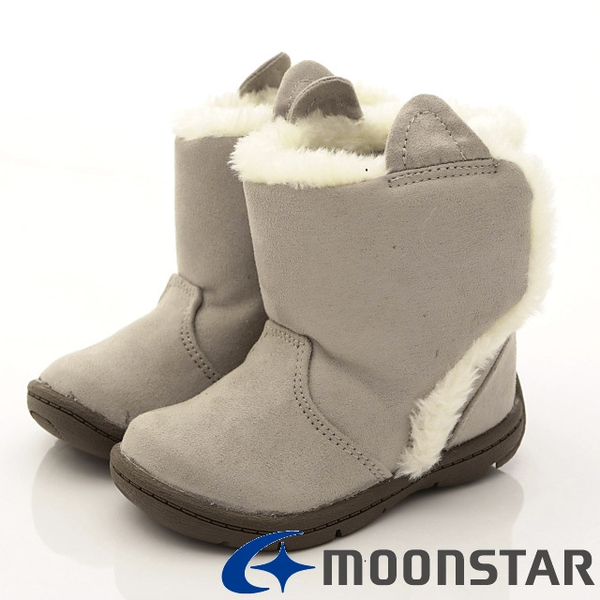 ◍零碼◍日本月星Moonstar機能童鞋HI系列寬楦護踝毛靴學步鞋款967灰(寶寶段)