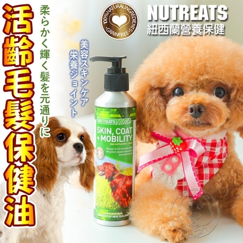 【培菓幸福寵物專營店】NUTREATS》紐西蘭寵物活齡毛髮保健油-200ml