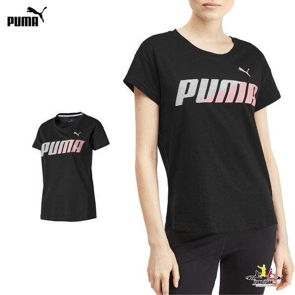 Puma Modern 女 黑粉色 短袖 上衣 短袖T恤 透氣 排汗 休閒 運動 瑜珈 短袖 58093801