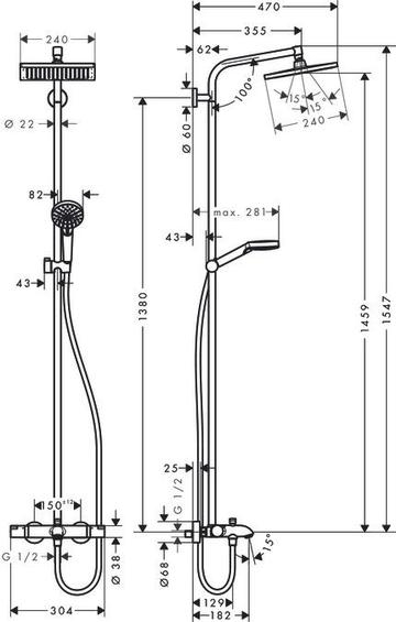 【麗室衛浴】德國頂級新款上市 27298 / 27320 Hansgrohe Crometta 恆溫花灑組｜24cm大花灑帶下出水