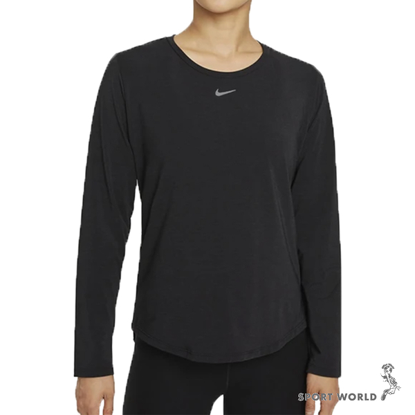 【下殺】Nike 長袖上衣 女裝 瑜珈 DRI-FIT 反光標誌 黑【運動世界】DD0621-010